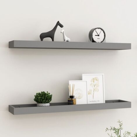 Loggia Wall Shelves 2 pcs Grey 80x15x4 cm MDF vidaXL