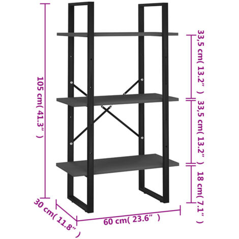 Storage Shelf Grey 60x30x105 cm Engineered Wood vidaXL