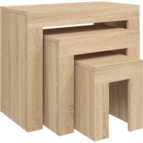 Nesting Coffee Tables 3 pcs Sonoma Oak Engineered Wood vidaXL