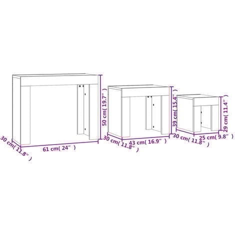 Nesting Coffee Tables 3 pcs Sonoma Oak Engineered Wood vidaXL