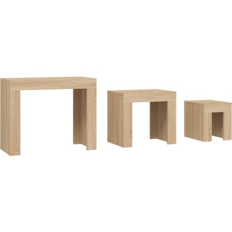 Nesting Coffee Tables 3 pcs Sonoma Oak Engineered Wood vidaXL