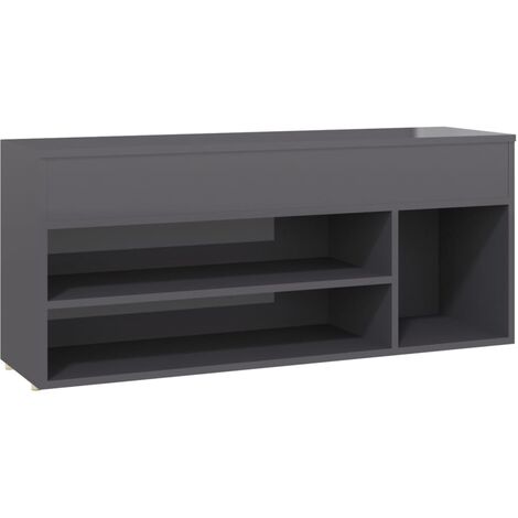 vidaXL Shoe Bench High Gloss Grey 105x30x45 cm Engineered Wood - Grey