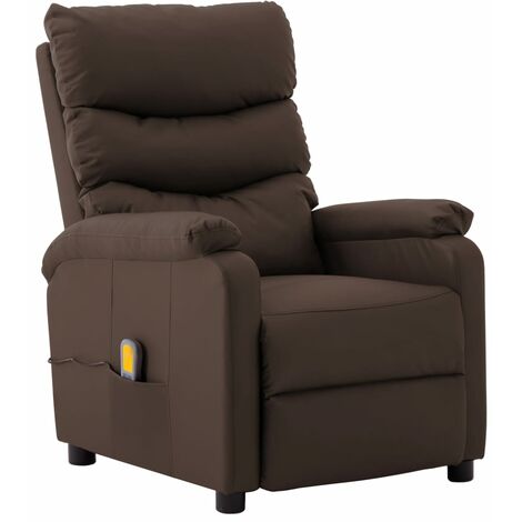 vidaXL Wing Back Massage Reclining Chair Faux Leather Brown - Brown