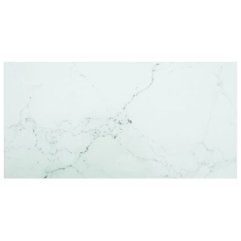 Table Top White 100x50 cm 6mm Tempered Glass with Marble Design vidaXL