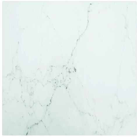 Table Top White 40x40 cm 6 mm Tempered Glass with Marble Design vidaXL