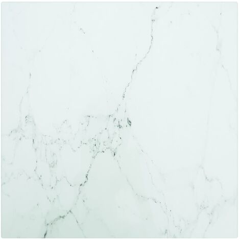 Table Top White 30x30 cm 6 mm Tempered Glass with Marble Design vidaXL