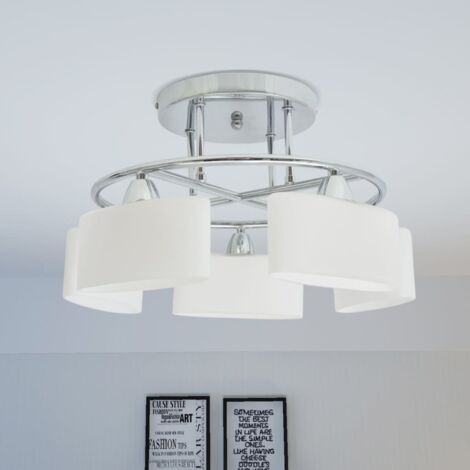 Ceiling Lamp with Ellipsoid Glass Shades for 5 E14 Bulbs 200 W vidaXL