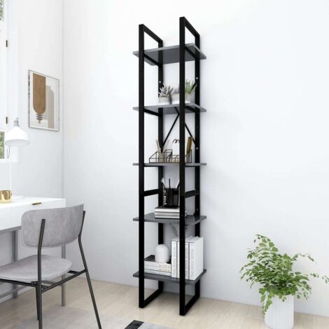 5-Tier Book Cabinet Grey 40x30x175 cm Engineered Wood vidaXL