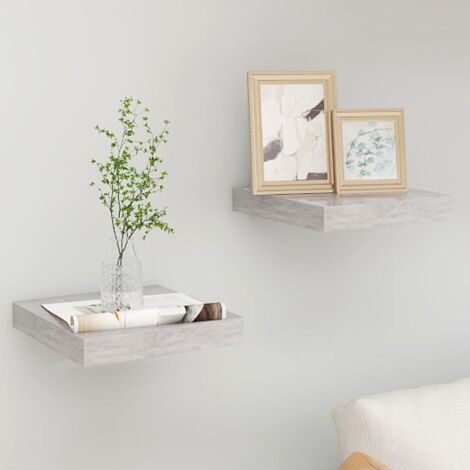 Floating Wall Shelves 2 pcs Concrete Grey 23x23.5x3.8 cm MDF vidaXL