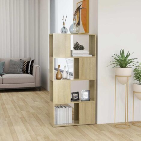 Book Cabinet Room Divider Sonoma Oak 60x24x124.5 cm Engineered Wood vidaXL