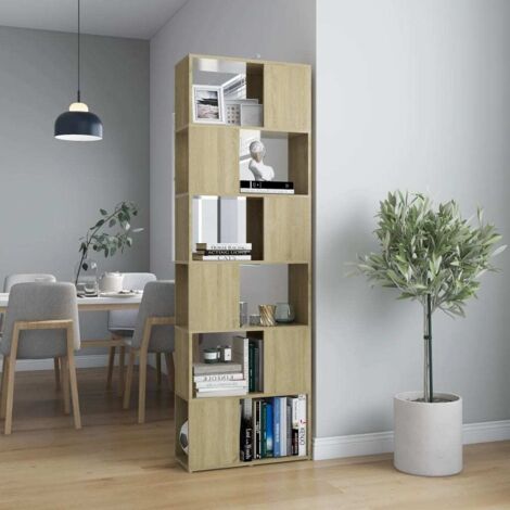 Book Cabinet Room Divider Sonoma Oak 60x24x186 cm Engineered Wood vidaXL