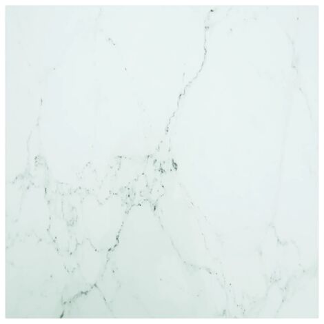 Table Top White 80x80 cm 6 mm Tempered Glass with Marble Design vidaXL