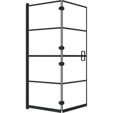 Folding Shower Enclosure ESG 120x140 cm Black vidaXL