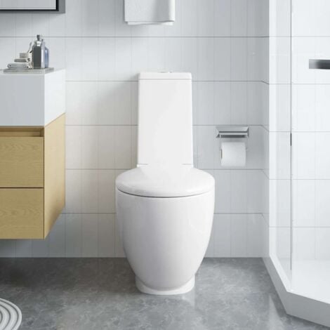 WC Ceramic Toilet Bathroom Round Toilet Bottom Water Flow White vidaXL