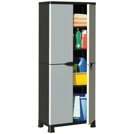 Plastic Cabinet 68x39x171.5 cm Rattan Design vidaXL