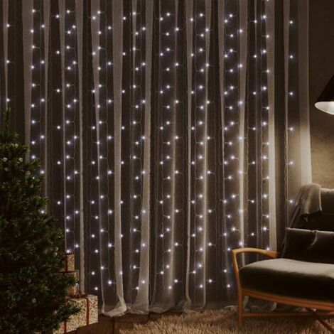 LED Curtain Fairy Lights 3x3m 300 LED Cold White 8 Function vidaXL (1/5)