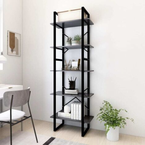 5-Tier Book Cabinet Grey 60x30x175 cm Engineered Wood vidaXL