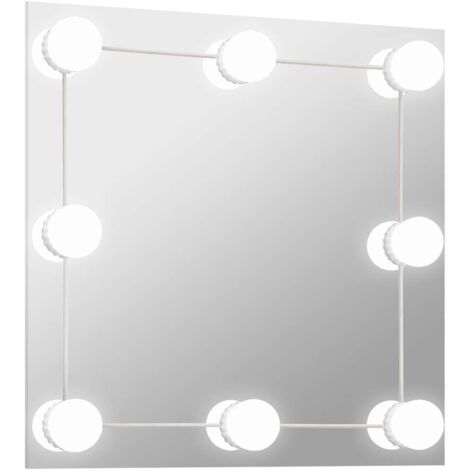 Wall Mirror with LED Lights Square Glass vidaXL