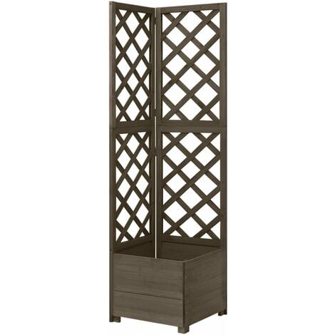 Corner Trellis Planter Grey 40x40x150 cm Solid Fir Wood vidaXL