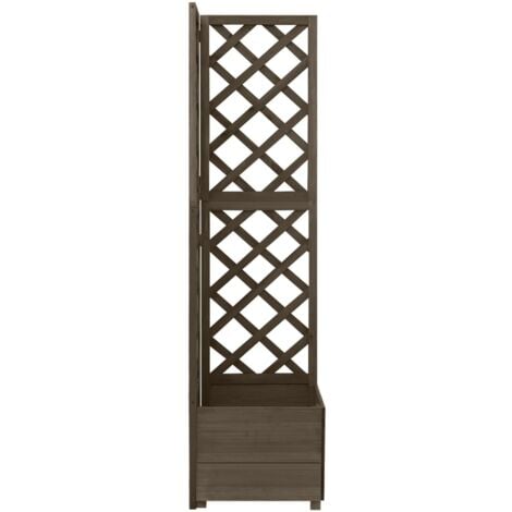 Corner Trellis Planter Grey 40x40x150 cm Solid Fir Wood vidaXL