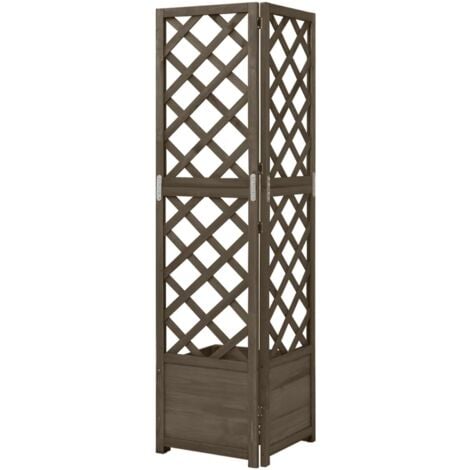 Corner Trellis Planter Grey 40x40x150 cm Solid Fir Wood vidaXL