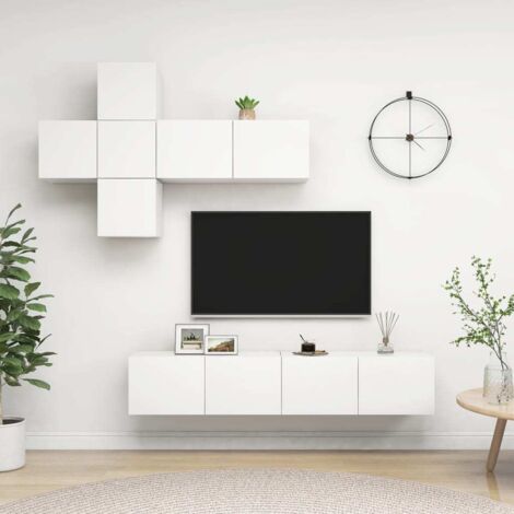 7 Piece TV Cabinet Set White Engineered Wood vidaXL (1/5)
