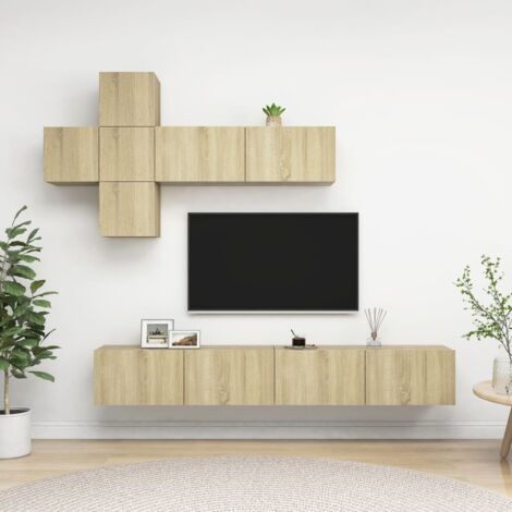 7 Piece TV Cabinet Set Sonoma Oak Engineered Wood vidaXL (1/5)