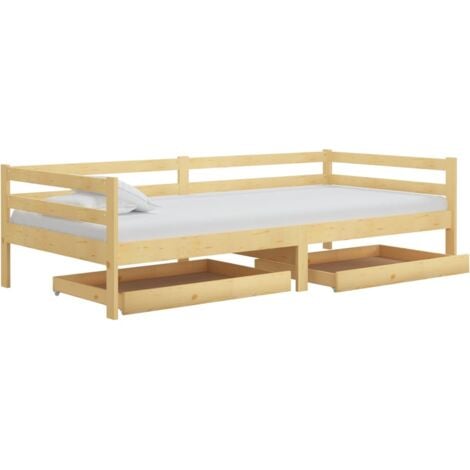 Day Bed Drawers 2 pcs Solid Pinewood vidaXL