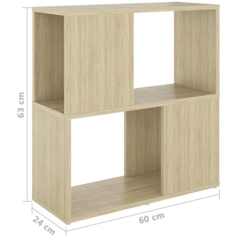 Book Cabinet Sonoma Oak 60x24x63 cm Engineered Wood vidaXL
