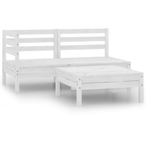 3 Piece Garden Lounge Set Solid Pinewood White vidaXL