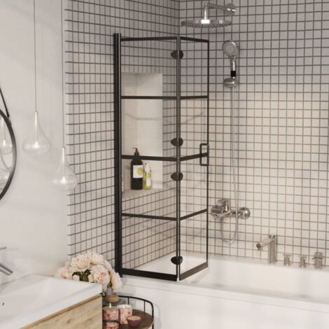 Folding Shower Enclosure ESG 80x140 cm Black vidaXL