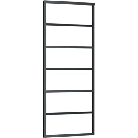 Sliding Door ESG Glass and Aluminium 76x205 cm Black vidaXL