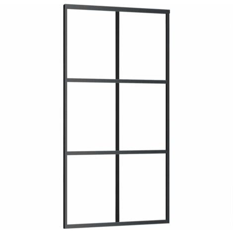 Sliding Door ESG Glass and Aluminium 102x205 cm Black vidaXL