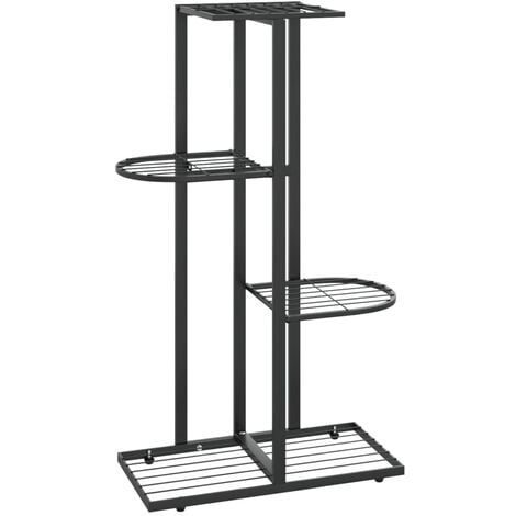 4-Floor Flower Stand 43x22x76 cm Black Metal vidaXL