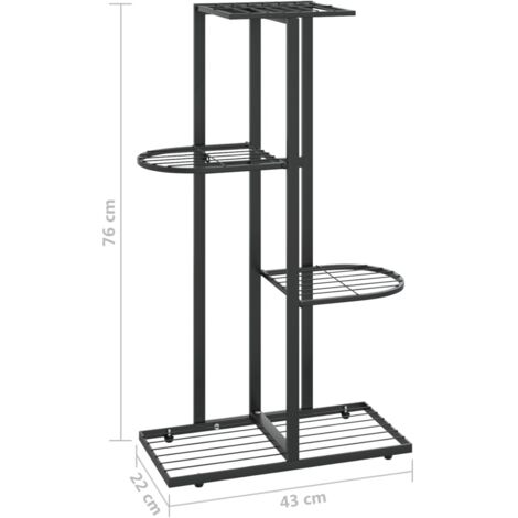 4-Floor Flower Stand 43x22x76 cm Black Metal vidaXL