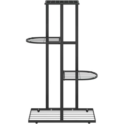 4-Floor Flower Stand 43x22x76 cm Black Metal vidaXL