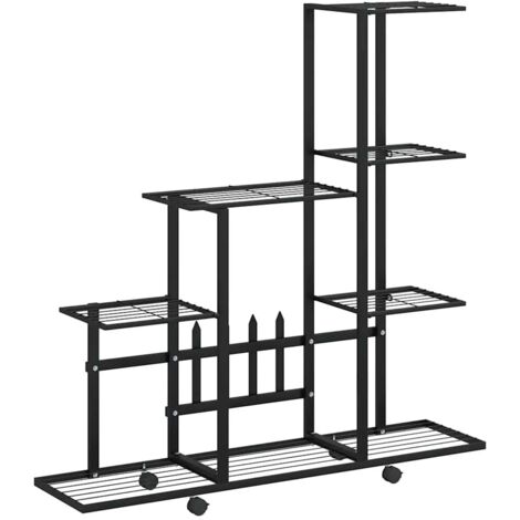Flower Stand with Wheel 94.5x25x92.5 cm Black Metal vidaXL