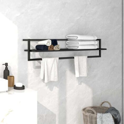 Towel Rack Black 95x25x22 cm Iron vidaXL