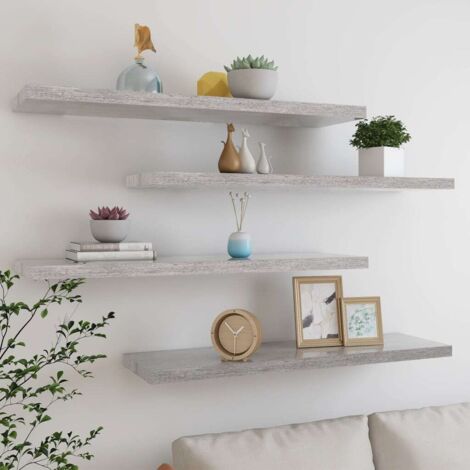 Floating Wall Shelves 4 pcs Concrete Grey 90x23.5x3.8 cm MDF vidaXL