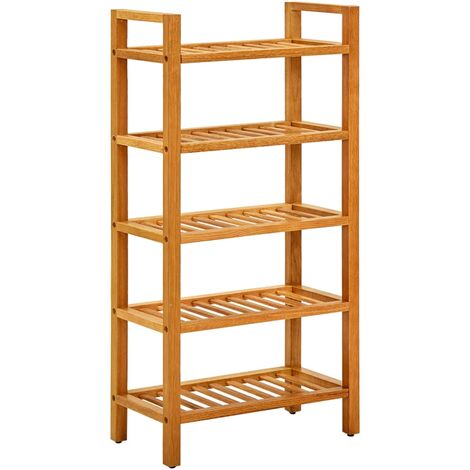 Shoe Rack with 5 Shelves 50x27x100 cm Solid Oak Wood vidaXL