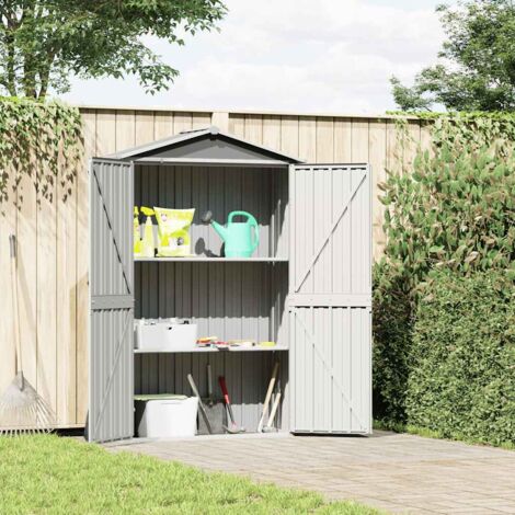 Garden Shed Grey 116x45x175 cm Galvanised Steel vidaXL