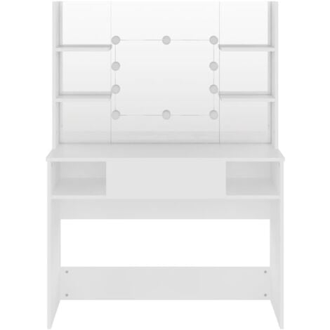 Makeup Table with LED Lights 100x40x135 cm MDF White vidaXL