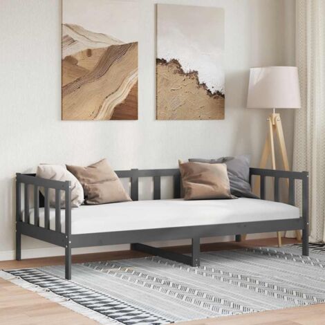 Day Bed without Mattress Grey Solid Wood Pine 90x200cm vidaXL