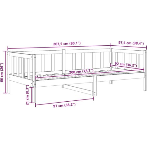 Day Bed without Mattress Grey Solid Wood Pine 90x200cm vidaXL