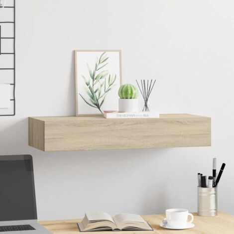 Wall-mounted Drawer Shelf Oak 60x23.5x10cm MDF vidaXL