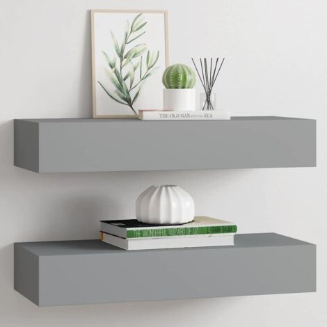 Wall-mounted Drawer Shelves 2 pcs Grey 60x23.5x10cm MDF vidaXL