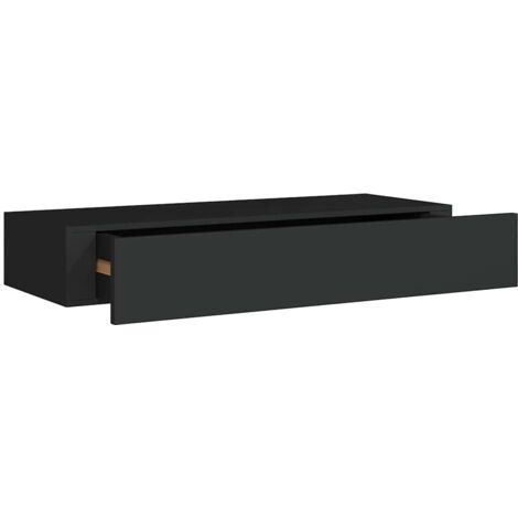 Drawer Shelf Black MDF, Metal Compact Wall-Mounted Drawer Shelf vidaXL