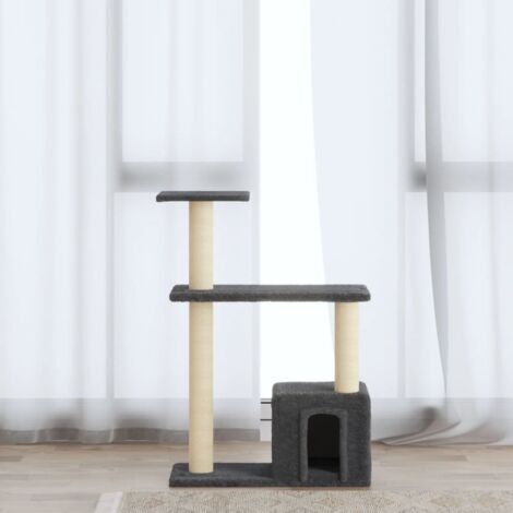 Cat Tree with Sisal Scratching Posts Dark Grey 70 cm vidaXL