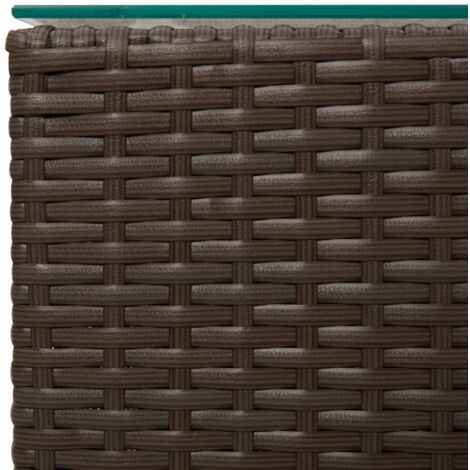 Side Table with Glass Top Brown 35x35x52 cm Poly Rattan vidaXL