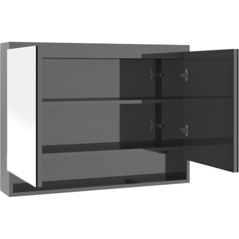Bathroom Mirror Cabinet 80x15x60 cm MDF Shining Grey vidaXL